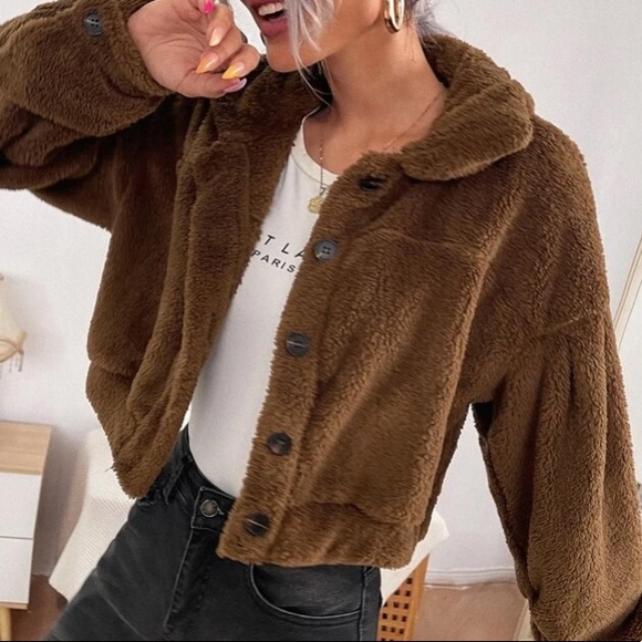 Jackets & Blazers - Coffee Brown Teddy Jacket in M